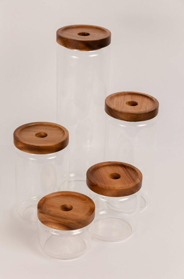 Acacia Wood Lid Jar 5 piece package