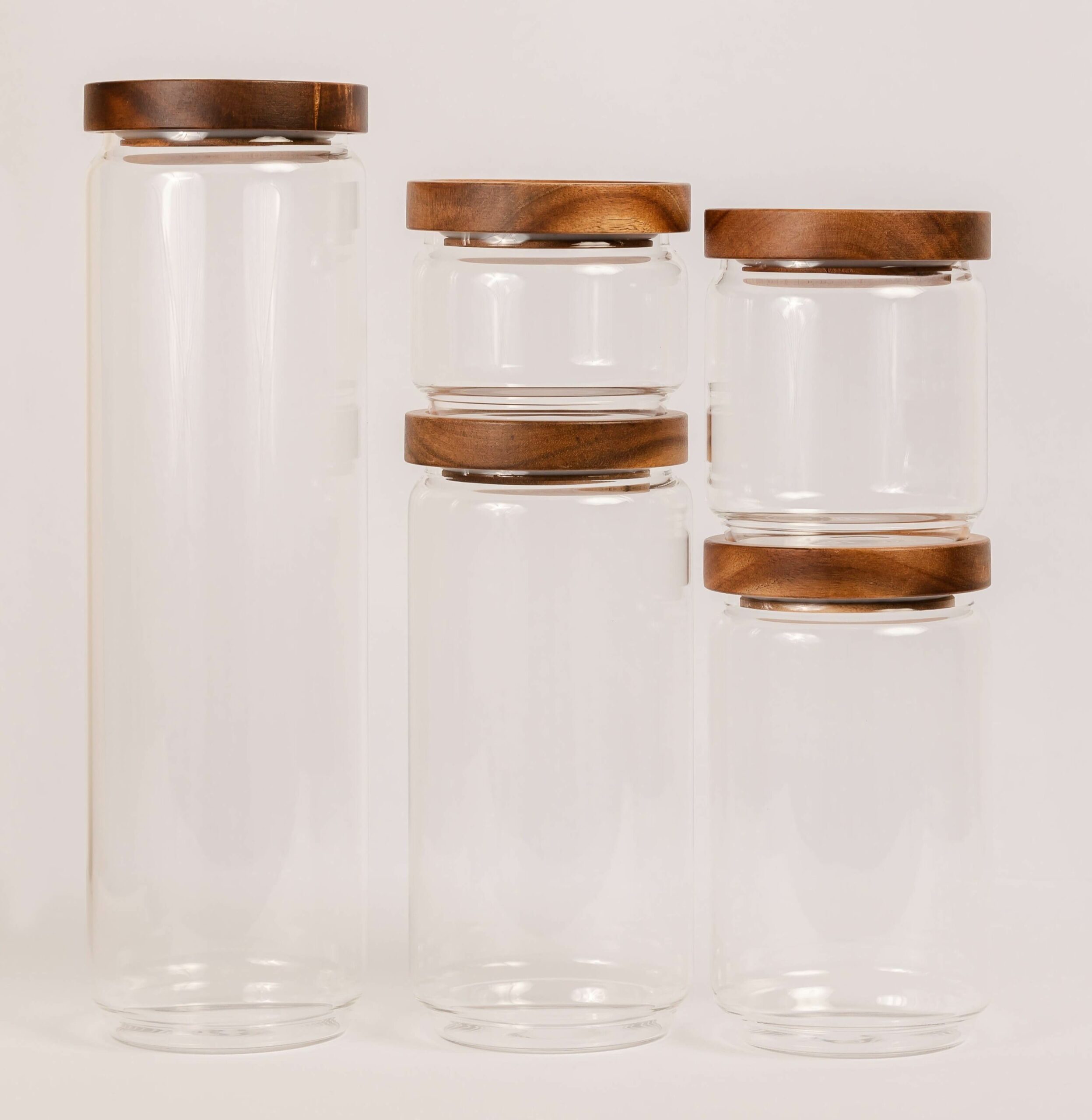 Acacia Quintet Glass Jars  Luxurious Glass Jars With Solid Wood Lids –  Wondrwood